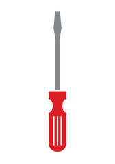 Screwdriver Icon isolated on white background. Tool Illustration As a Simple Vector Sign Trendy Symbol for Design and Websites, Presentation or Mobile App. Simple red flat screwdriver icon symbol.