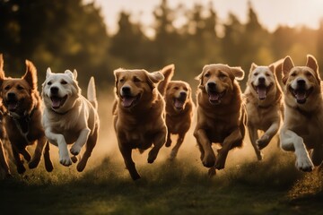 'running retrievers group dogs large animal gold fawn pale breed canino carnivore companion dog doggy domestic friends hound hunter hunting retriever mammal outdoors park pet purebred thoroughbred' - Powered by Adobe