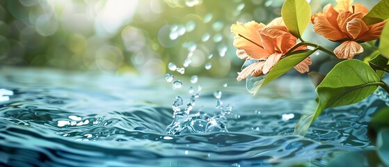 Fancy summer banner with water close up - obrazy, fototapety, plakaty