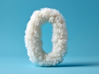 Fototapeta premium Fluffy number 0 on solid background 