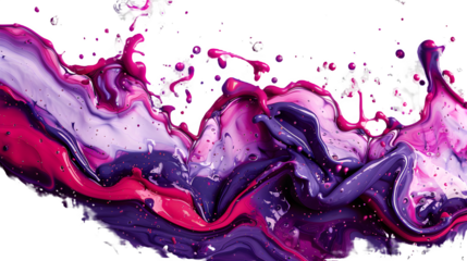Shades of purple paint splashes isolated on a transparent background, PNG, Ai