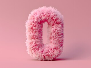 Fototapeta premium Fluffy number 0 on solid background 
