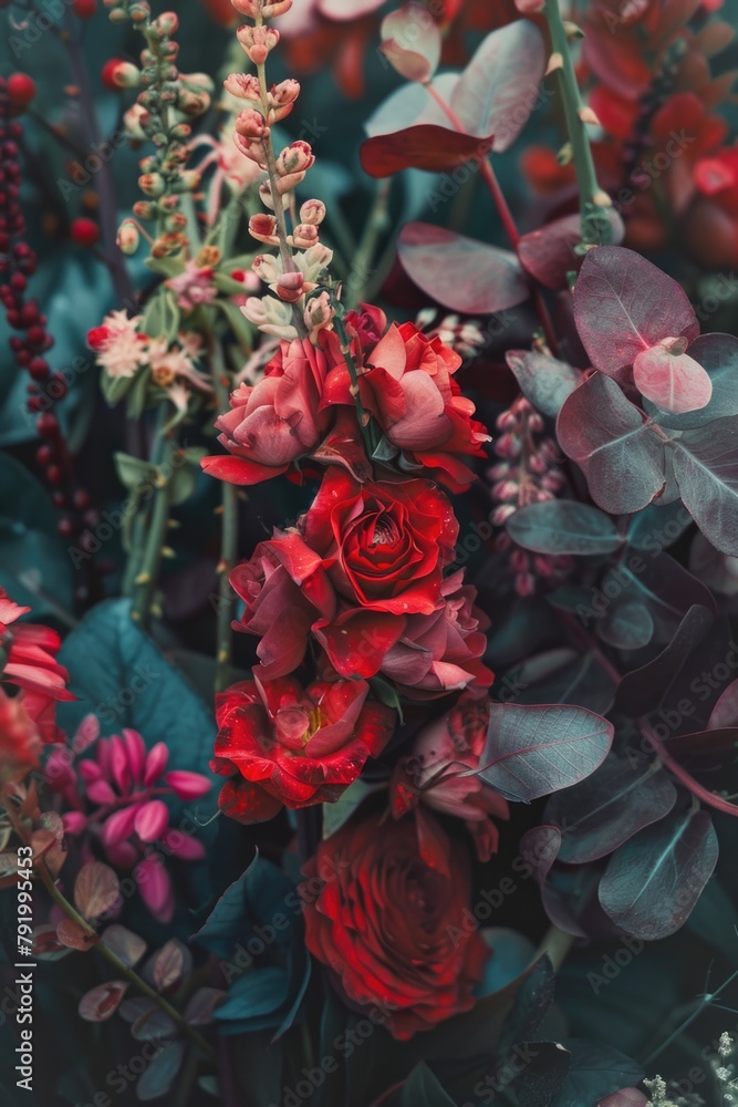 Wall mural Red Flowers Close-Up