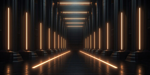 Naklejka premium an empty room full of pillars
