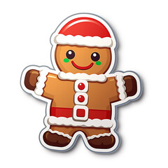 simple Christmas Gingerbread in pixel style sticker with white background сreated with Generative Ai