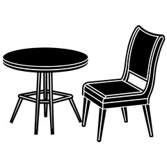 Chair and table icon vector silhouette 