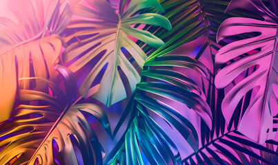 Fototapeta na wymiar abstract palm neon colorful background