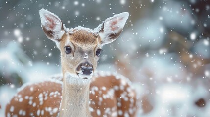 Deer in Snow Close Up