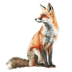Obraz premium Watercolor illustration fox isolated on white or transparent background