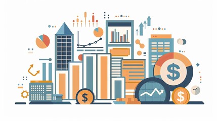 Abstract financial growth concept with buildings and charts