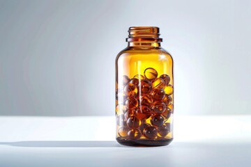 Fish oil in glass bottle