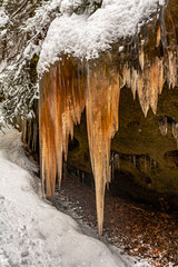 Ice waterfall in Bohemian Switzerland czech republic