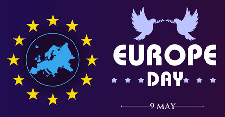 Europe Day, 9th of May. Pride in Our Continent: Happy Europe Day. Campaign or celebration banner