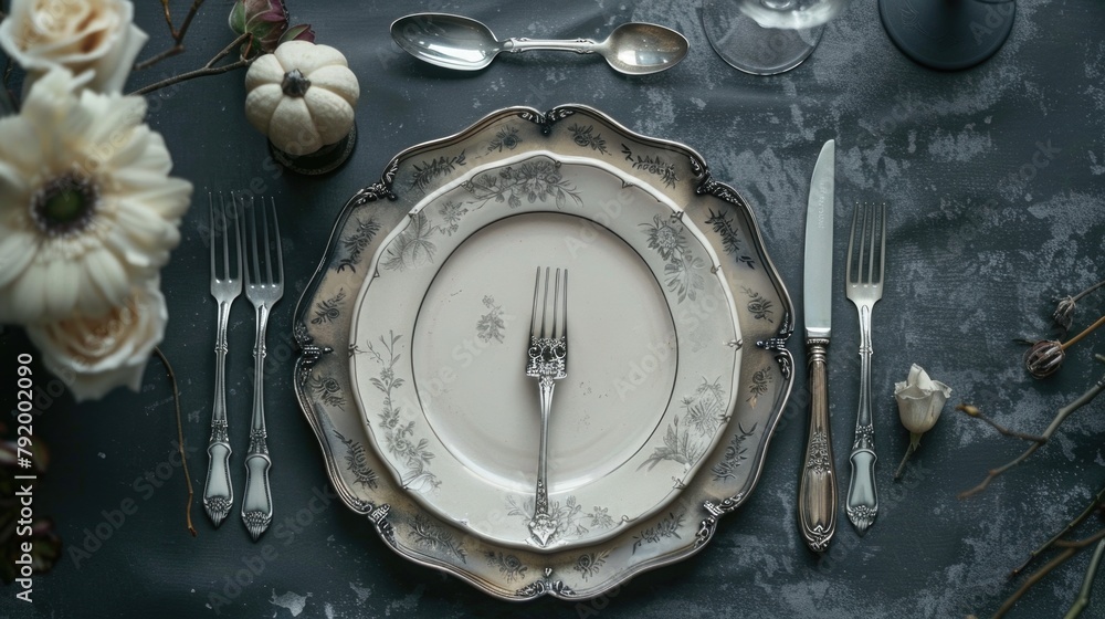 Poster table setting with utensils
