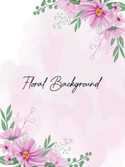 Beautiful pink flowers and leaves floral background