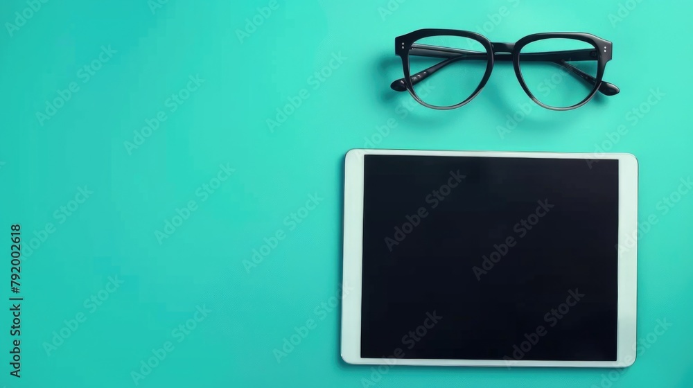 Poster tablet computer with glasses