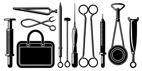 set of surgical equipment doctor tools
 - obrazy, fototapety, plakaty