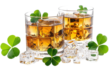 Whiskey on the Rocks isolated on white or transparent background