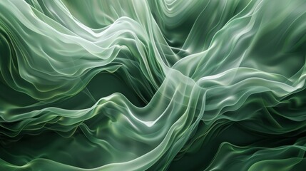 Abstract wallpaper background featuring flowing organic green lines, creating a soothing and naturalistic illustration, perfect for calming interior designs and digital screens - obrazy, fototapety, plakaty