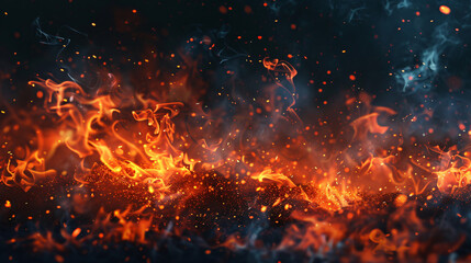 Burning embers and flames background