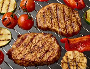 freshly grilled steaks - 792003851