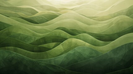 Gentle slopes rendered in varying shades of green, creating an abstract pattern reminiscent of nature's contours, providing a wallpaper background that evokes the essence of a peaceful, pastoral scene - obrazy, fototapety, plakaty