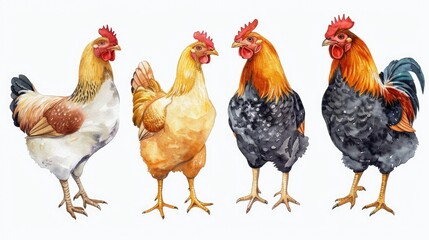 Fototapeta premium Group of Chickens Standing Together