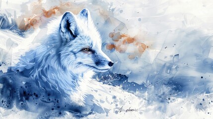 Naklejka premium White Fox with Blue Eyes