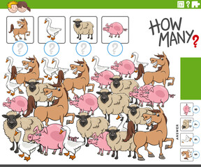 how many counting game with cartoon farm animals