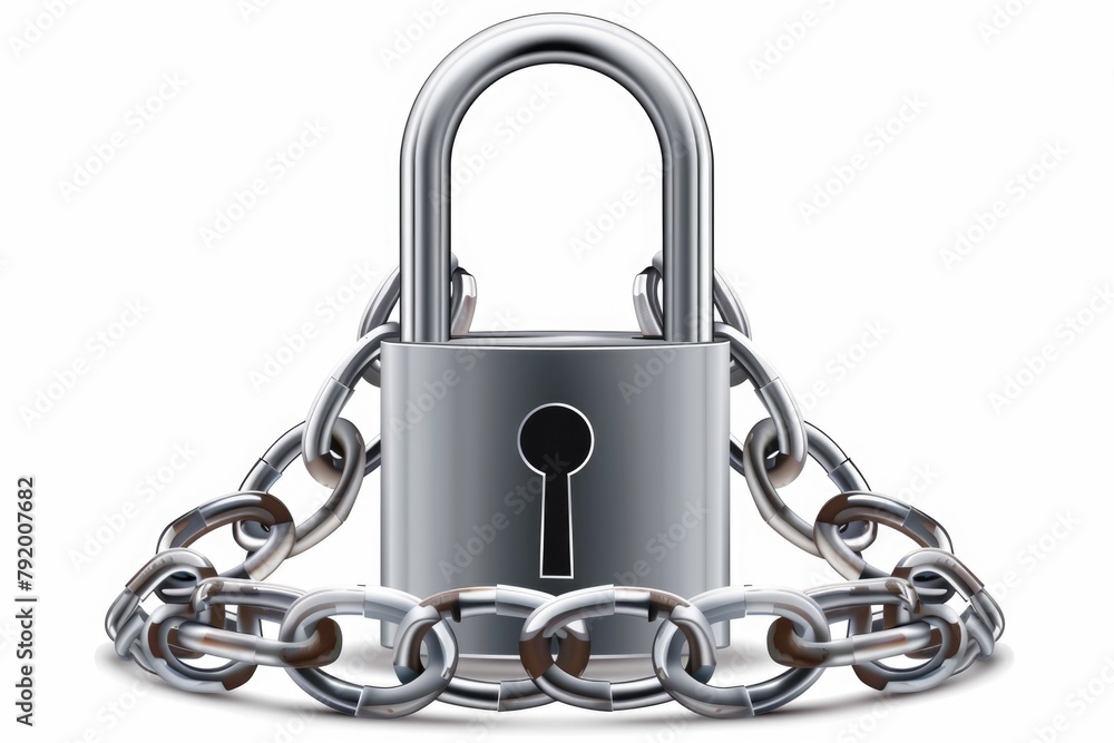 Poster padlock with chain