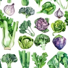 Colorful Watercolor Vegetables
