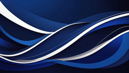 A vector background with abstract navy and cobalt waves, strategically incorporating space. - obrazy, fototapety, plakaty