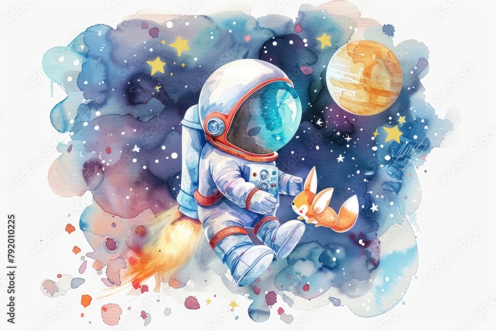 Poster astronaut in outer space