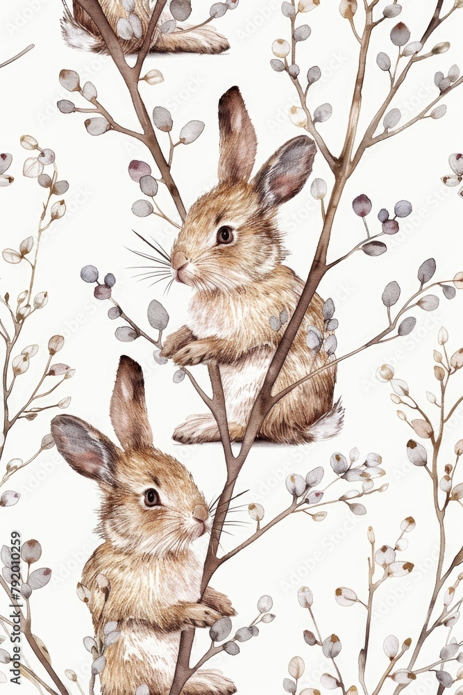 Aufkleber rabbits on tree branch