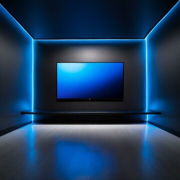 TV with neon blue colors in room