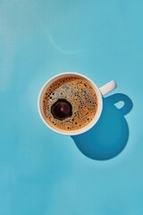 Coffee Cup on Blue Surface