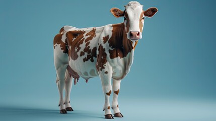 brown and white bull, cow png images _ animal images _ cow images _ brown and white in blue background. Eid Ul Adha, Eid al adha - obrazy, fototapety, plakaty