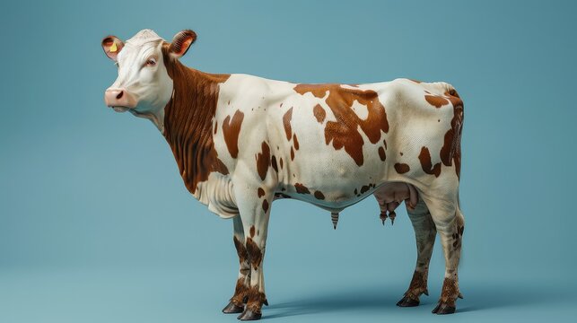 brown and white bull, cow png images _ animal images _ cow images _ brown and white in blue background. Eid Ul Adha, Eid al adha