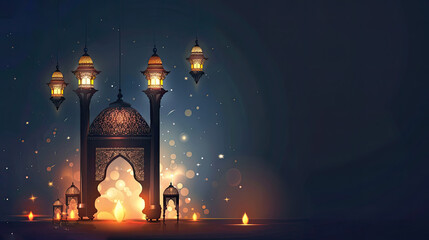 Vector Ramadan Kareem Greeting Cart with text, Eid Ul fiter, Eid Ul Adha