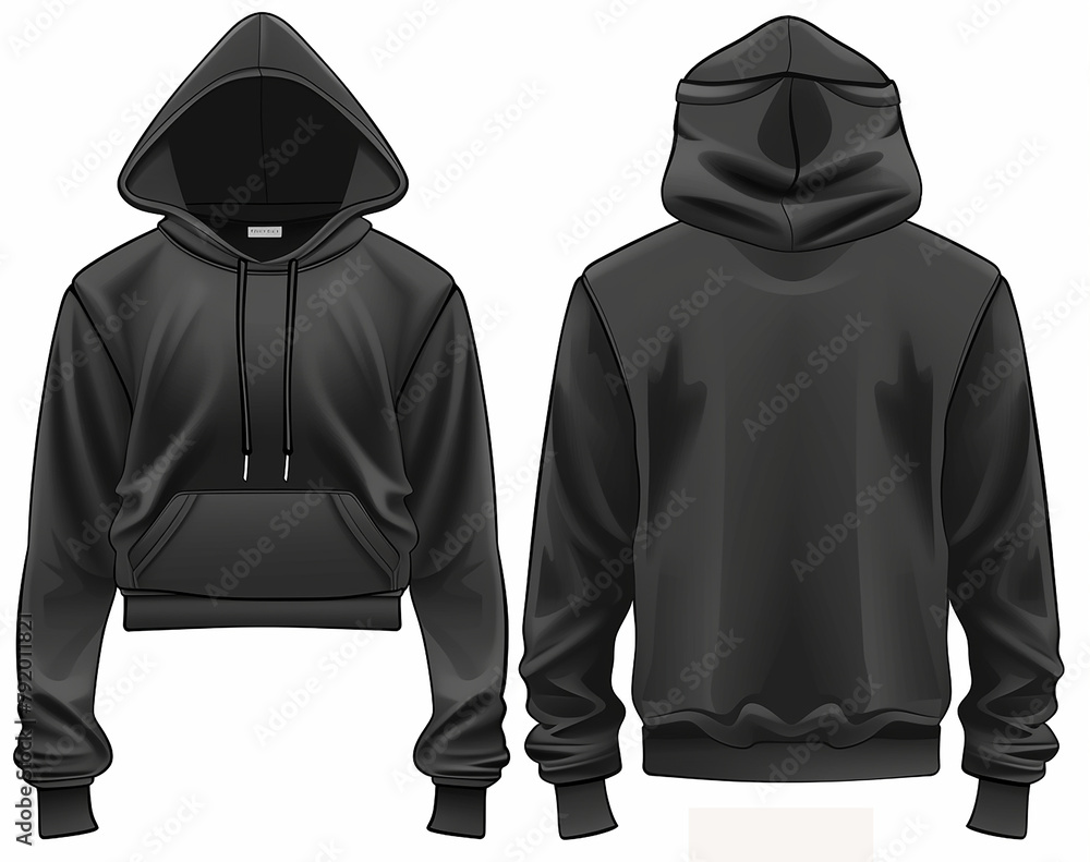 Wall mural Black hoodie mockup front and back showing different angles of hoodie can be used for multipurpose