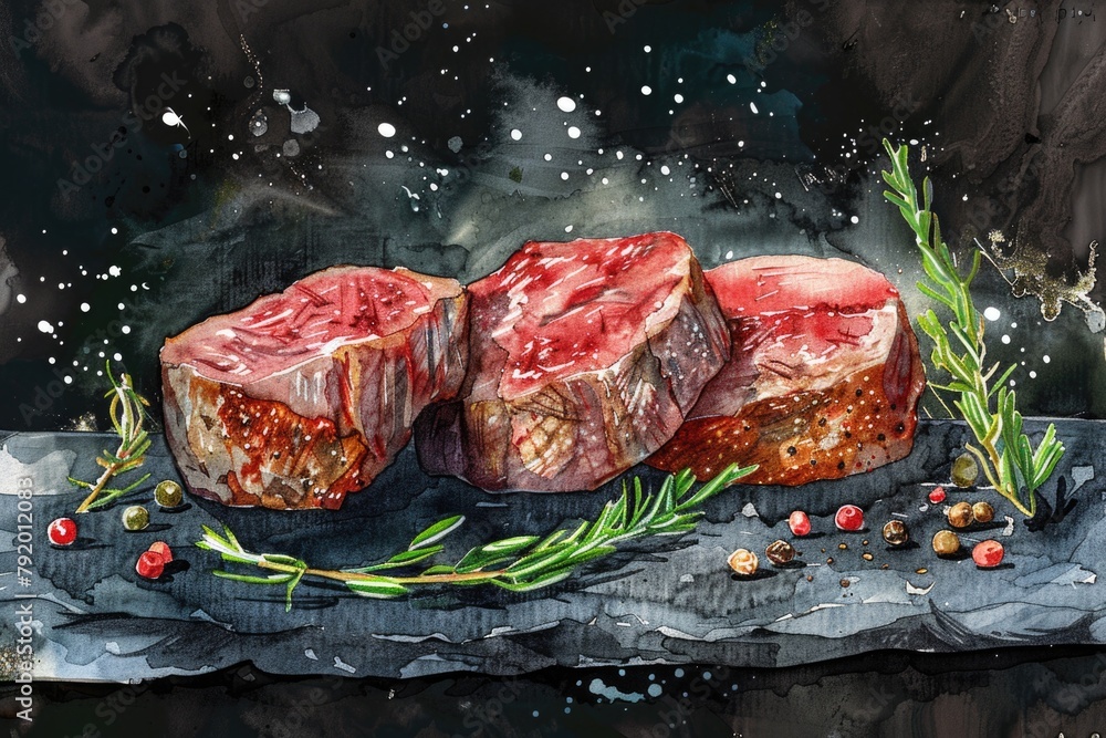 Canvas Prints Two Steaks on Cutting Board