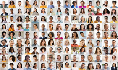 Diverse people portrait collage showcasing ethnicity range
