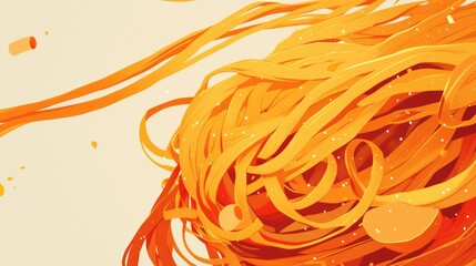 Illustration of a noodle inspired logo featuring a spaghetti pasta icon symbolizing food and drink