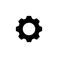 Gear vector icon. Black gear wheel icon on white background