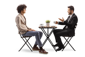 Men having coffee and talking