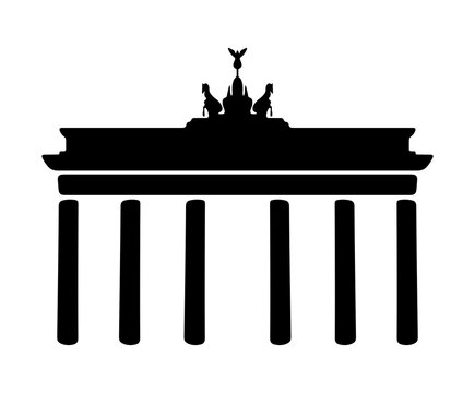 black brandenburg gate silhouette on white
