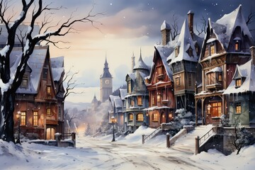 town in winter