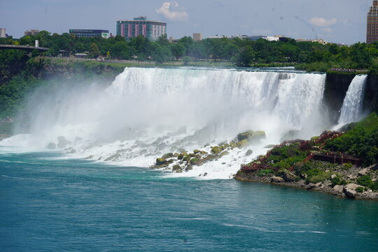 American Falls is the second largest of the three waterfalls that together are known as Niagara Falls on the Niagara River along the Canada–United States border.