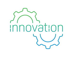 half wheel and innovation concept. green-blue innovation logo - obrazy, fototapety, plakaty