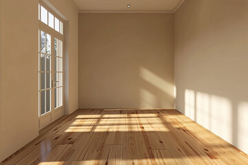 Obraz premium Room interior mock up empty room with wooden floor